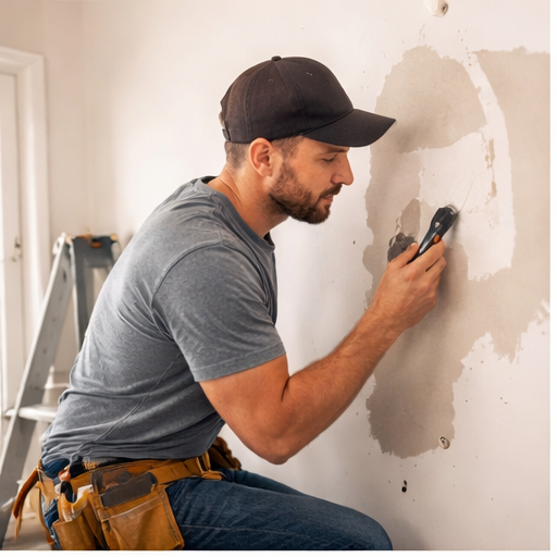 Handyman performing drywall patching in Hampton Falls, NH 03844