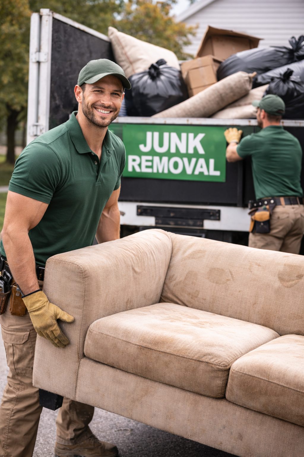 Seabrook NH junk removal crew loading household debris for haul away